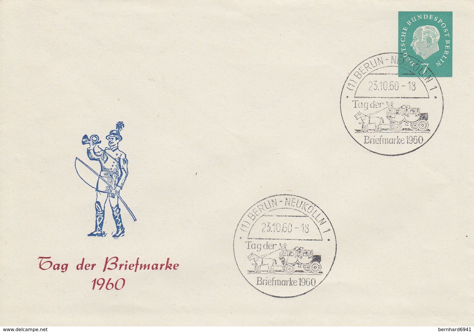 B Mi.Nr. PU 21/2  Tag Der Briefmarke 1960, Berlin-Neukölln 1 - Privatumschläge - Gebraucht
