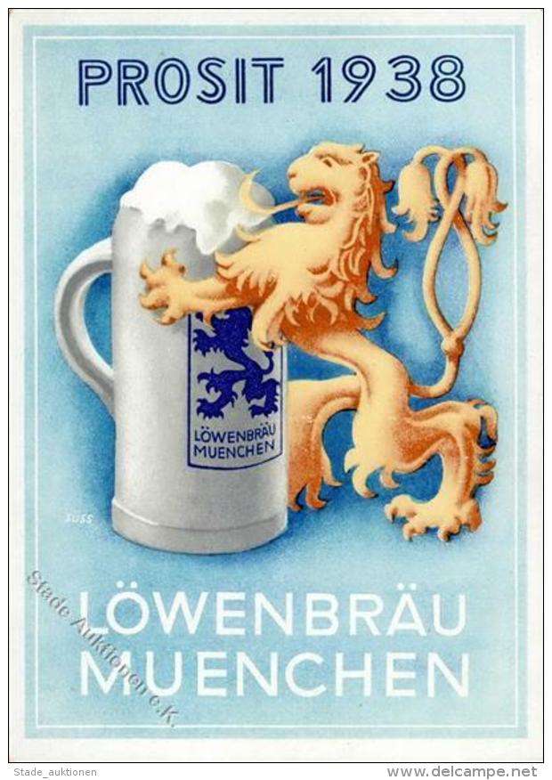 Bier M&uuml;nchen (8000) L&ouml;wenbr&auml;u Werbe-Karte I-II Bi&egrave;re - Advertising