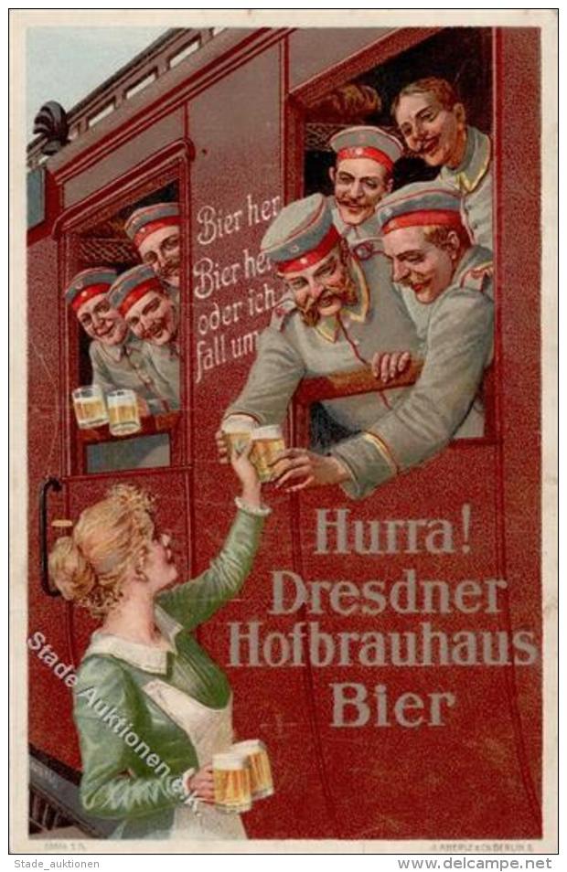 Bier Dresdner Hofbrauhaus Bier Soldaten K&uuml;nstlerkarte I-II Bi&egrave;re - Advertising