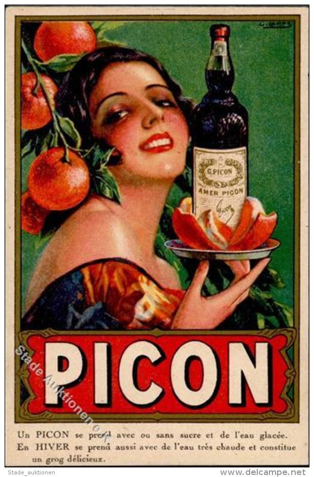 Alkoholwerbung Picon Frau Orangen Sign. Camps  K&uuml;nstlerkarte I-II - Werbepostkarten