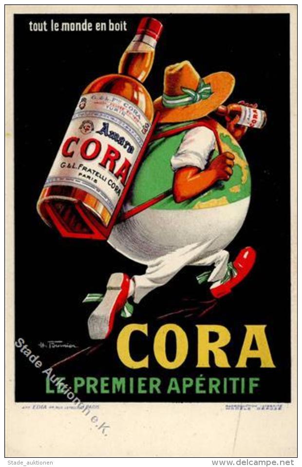Alkoholwerbung Cora Aperetif Sign. Fournier, H. K&uuml;nstlerkarte I-II - Werbepostkarten