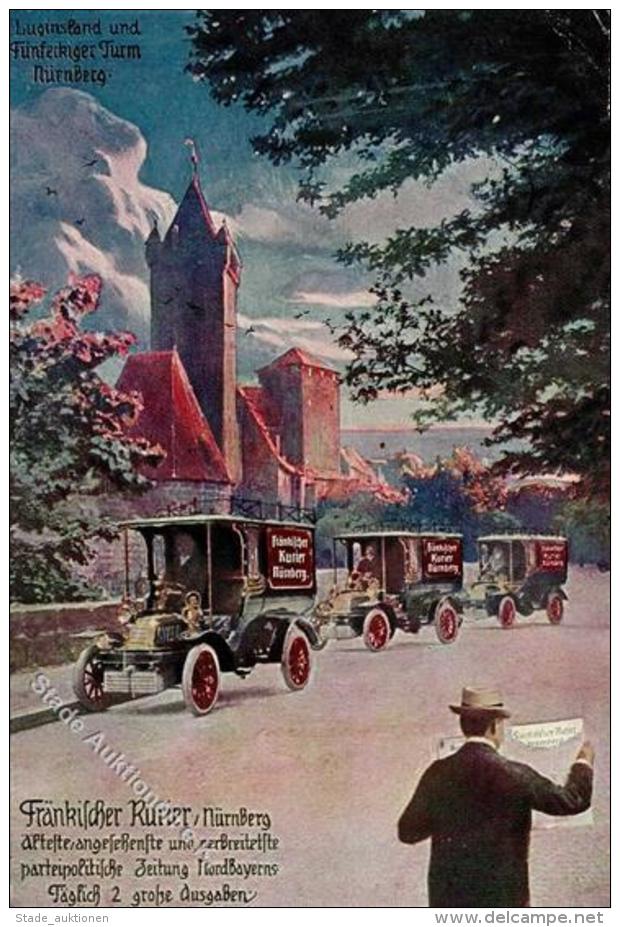 Werbung Druckerzeugnis N&uuml;rnberg (8500) Fr&auml;nkischer Kurier Auto  Werbe AK 1906 I-II Publicite - Werbepostkarten