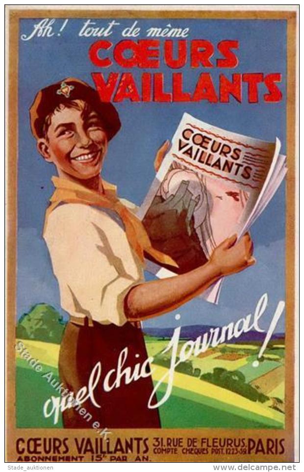 Werbung Druckerzeugnis Coeurs Vaillants Jugendzeitschrift K&uuml;nstlerkarte I-II Publicite - Werbepostkarten