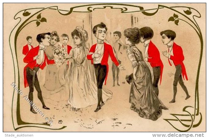 PARIS - Jugendstil-Werbekarte LA GRANDE FABRIQUE - Grand Magazin D' Habillements- Hochzeit I Art Nouveau - Werbepostkarten