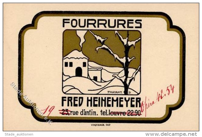 FRANKREICH - Werbekarte FOURRURES - Fred Heinemeyer K&uuml;nstlerkarte Sign. Thayaht 1921 I - Werbepostkarten