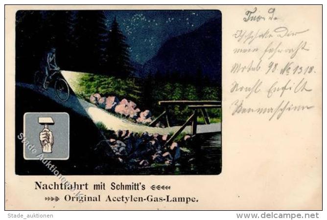 FAHRRAD - Nachtfahrt Mit Schmitts Original ACETYLEN-GAS-LAMPE, I-II - Werbepostkarten