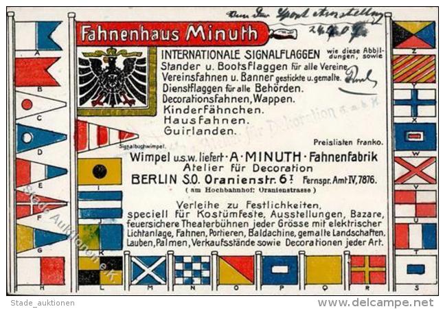 BERLIN - FAHNENFABRIK A. Minuth - Internationale Signalflaggen I-II - Werbepostkarten