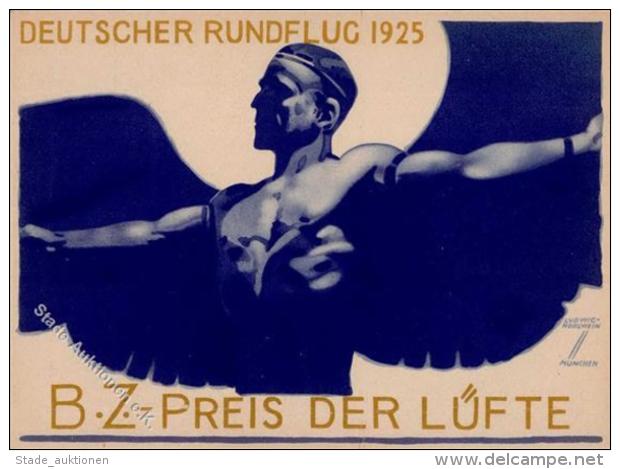 Hohlwein, L. Deutscher Rundflug 1925 Preis Der L&uuml;fte  K&uuml;nstlerkarte I-II (kleiner Einriss) - Hohlwein, Ludwig