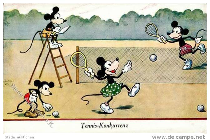 Micky Maus Tennis Konkurrenz K&uuml;nstler-Karte Sign. Wills, John I-II - Sonstige & Ohne Zuordnung
