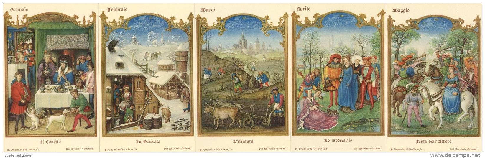 Monats-Karten Kalender Breviario Grimani 12'er Serie K&uuml;nstler-Karten I- (keine Ak-Einteilung) - Sonstige & Ohne Zuordnung