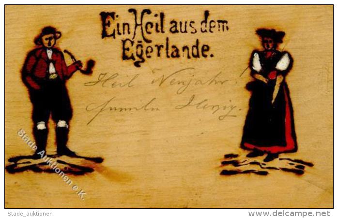 Holz-Karte Egerland Tracht 1897 I-II Carte En Bois - Sonstige & Ohne Zuordnung