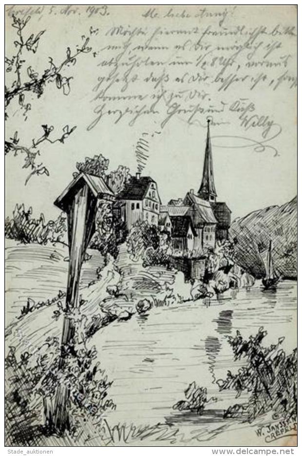 Handgemalt Sign. Janssen, W.  K&uuml;nstlerkarte 1903 I-II Peint &agrave; La Main - Sonstige & Ohne Zuordnung