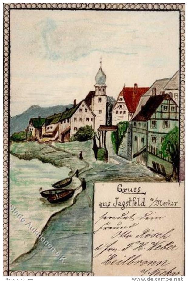 Handgemalt Jagstfeld (7107) 1900 K&uuml;nstler-Karte I-II (Marke Entfernt) Peint &agrave; La Main - Sonstige & Ohne Zuordnung