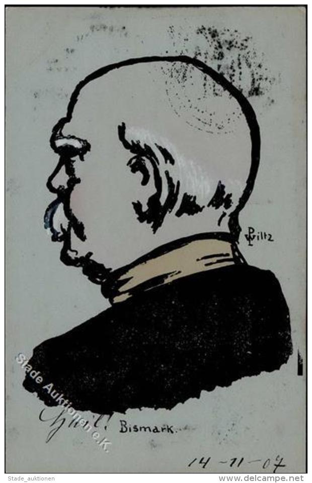 Handgemalt Bismarck Sign. Wiltz, P. K&uuml;nstlerkarte 1907 I-II (fleckig) Peint &agrave; La Main - Sonstige & Ohne Zuordnung