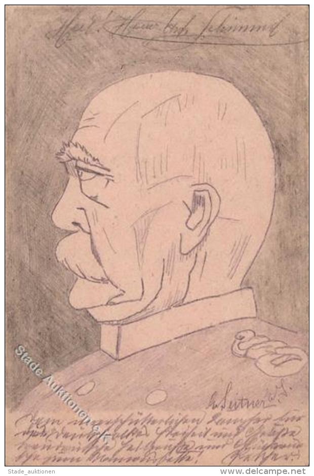 Handgemalt Bismarck Sign. Leitner K&uuml;nstlerkarte 1915 I-II Peint &agrave; La Main - Sonstige & Ohne Zuordnung