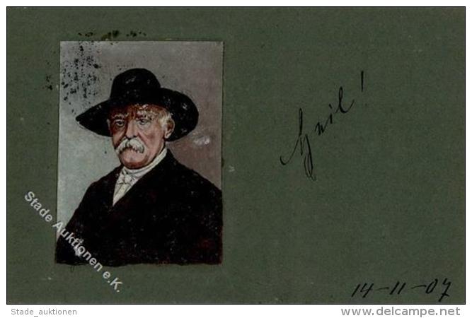 Handgemalt Bismarck K&uuml;nstlerkarte 1907 I-II (fleckig) Peint &agrave; La Main - Sonstige & Ohne Zuordnung