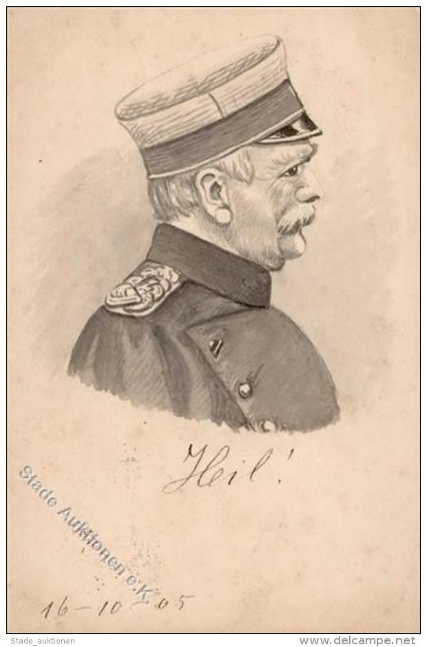 Handgemalt Bismarck K&uuml;nstlerkarte 1905 I-II (fleckig) Peint &agrave; La Main - Sonstige & Ohne Zuordnung