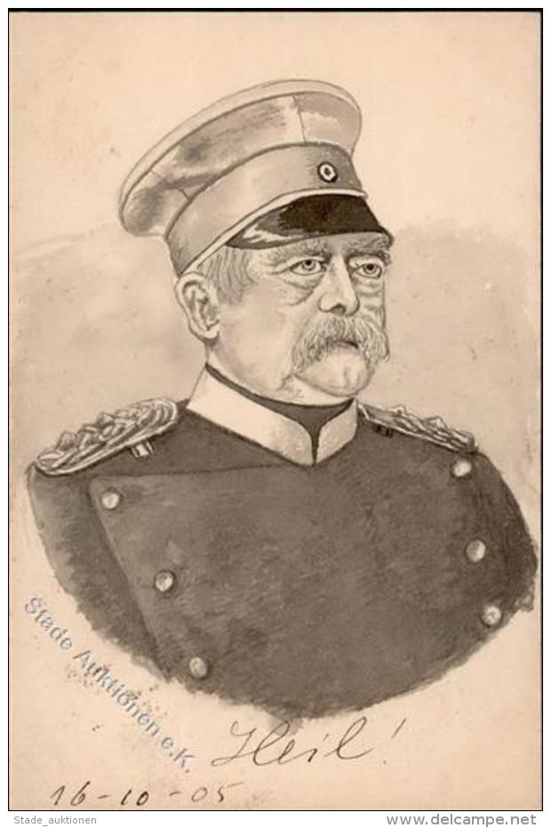 Handgemalt Bismarck K&uuml;nstlerkarte 1905 I-II (fleckig) Peint &agrave; La Main - Sonstige & Ohne Zuordnung