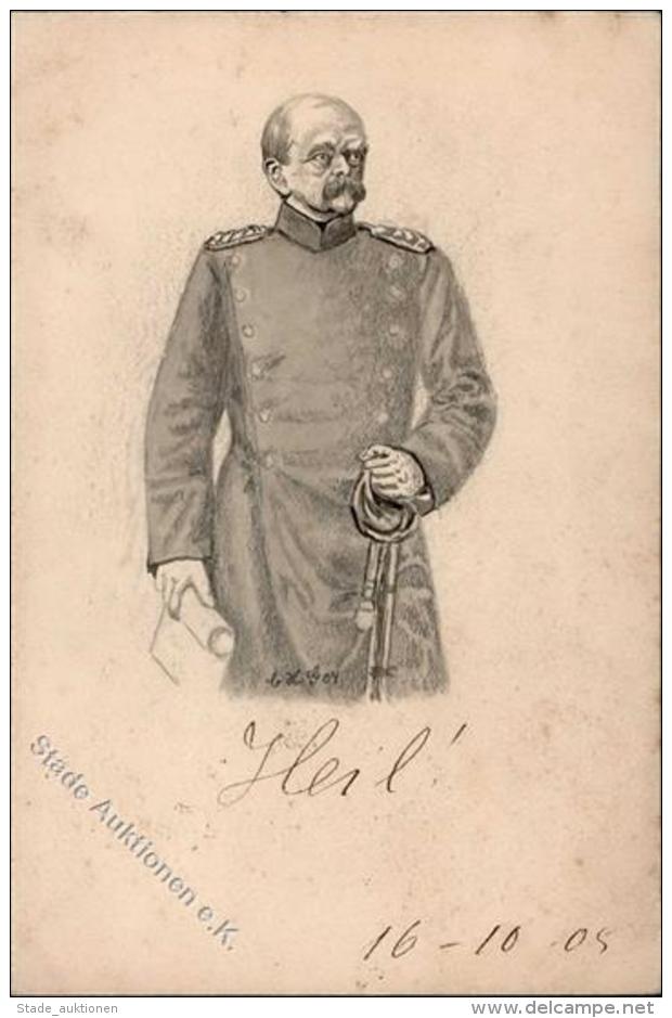 Handgemalt Bismarck K&uuml;nstlerkarte 1905 I-II (fleckig) Peint &agrave; La Main - Sonstige & Ohne Zuordnung