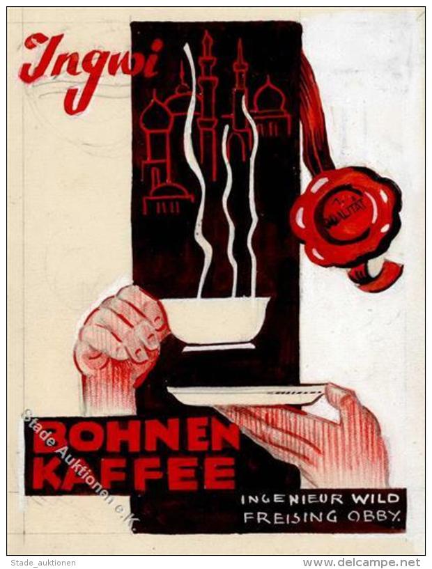 Handgemalt AK Entwurf Ingwi Bohnenkaffee K&uuml;nstlerkarte I-II (keine Ak-Einteilung) Peint &agrave; La Main - Altri & Non Classificati