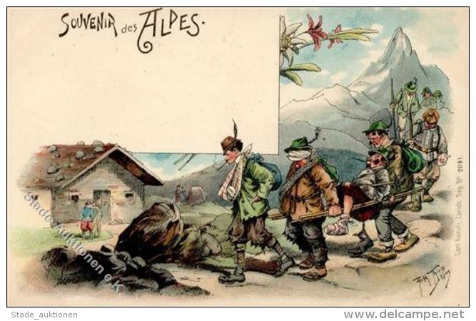 Thiele, Arthur Souvenir Des Alpes K&uuml;nstlerkarte I- - Thiele, Arthur