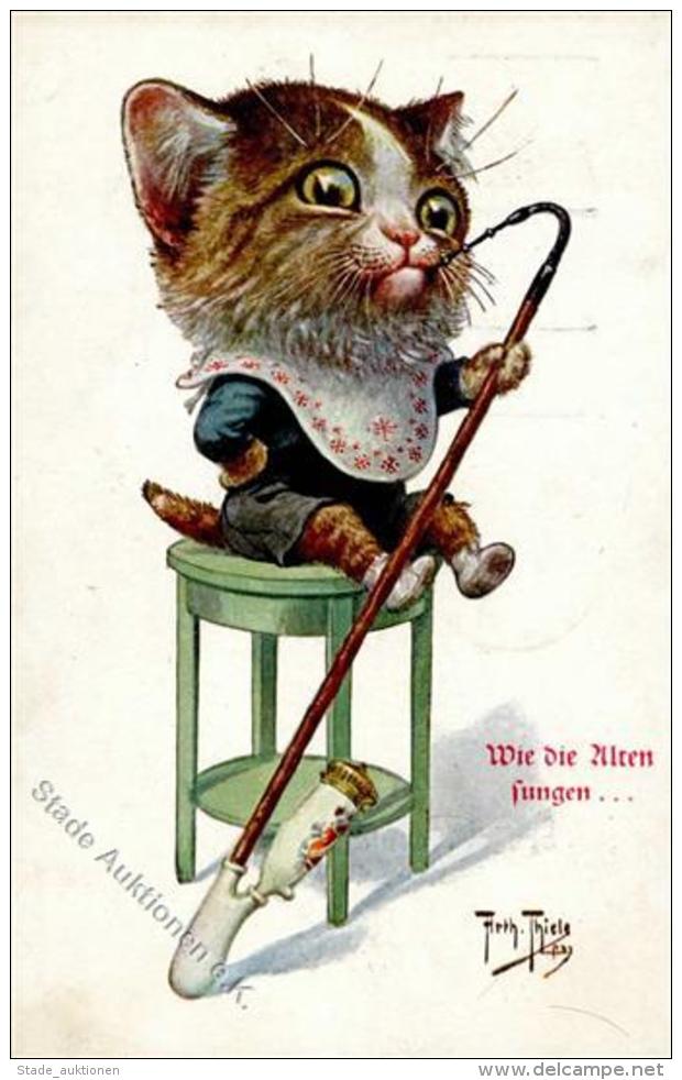 Thiele, Arthur Katze Personifiziert Meerschaumpfeife K&uuml;nstlerkarte 1919 I-II Chat - Thiele, Arthur