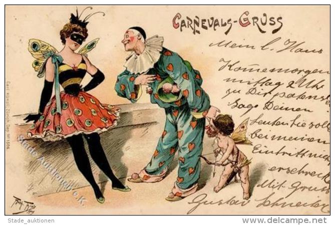 Thiele, Arthur Karneval Clown Engel Frau  K&uuml;nstlerkarte 1900 I-II Ange - Thiele, Arthur