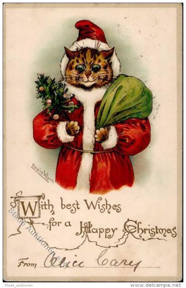 Wain, Louis Katze Personifiziert Weihnachtsmann 1904 K&uuml;nstler-Karte I-II (fleckig) Pere Noel Chat - Wain, Louis
