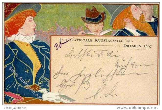 Kunstgeschichte Dresden Internationale Kustausstellung K&uuml;nstlerkarte 1897 I-II - Sonstige & Ohne Zuordnung