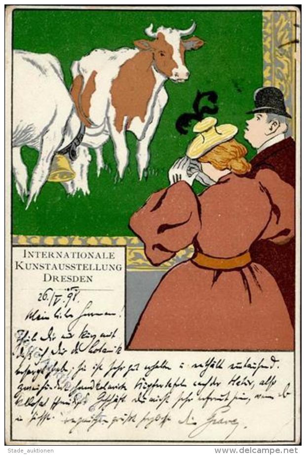 Kunstgeschichte Dresden Internationale Kunstausstellung K&uuml;nstlerkarte 1898 I-II (fleckig) - Sonstige & Ohne Zuordnung