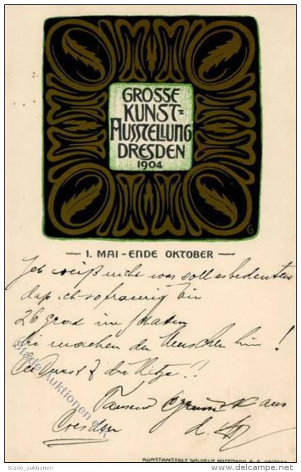 Kunstgeschichte Dresden Grosse Kunstausstellung K&uuml;nstlerkarte 1904 I-II - Sonstige & Ohne Zuordnung