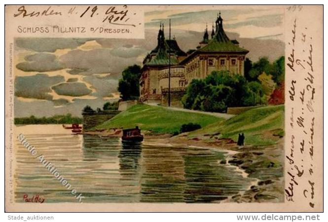 Hey, Paul Dresden (O8000) Schloss Pillnitz K&uuml;nstlerkarte 1901 I-II - Hey, Paul