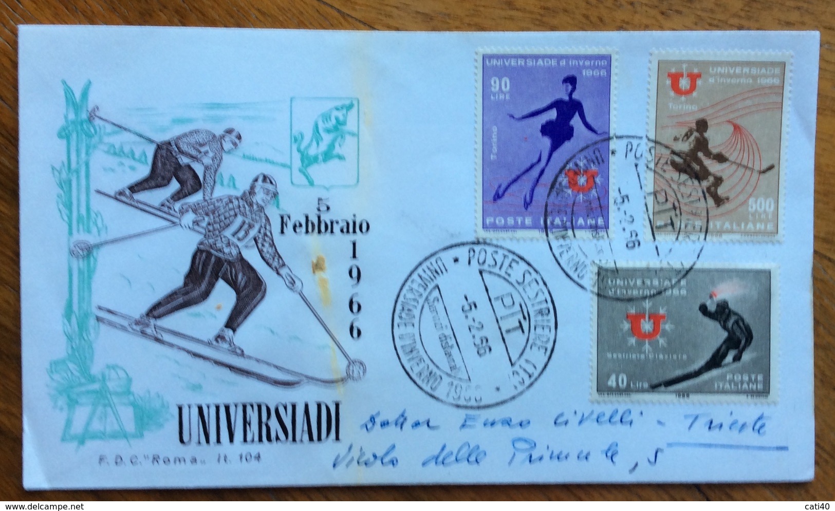 SPORT UNIVERSIADI D'INVERNO TORINO 1966 SERIE COMPLETA SU BUSTA  REGOLARMENTE VIAGGIATA - Gymnastics