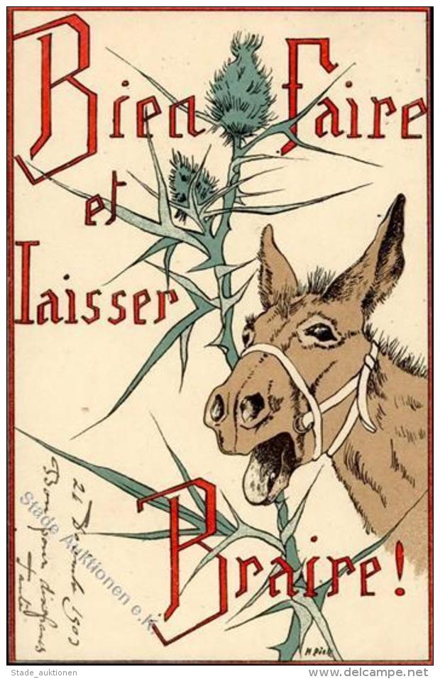 K&uuml;nstler Sign. Dietz, H. Bien Faire Et Laisser Braire Esel  K&uuml;nstlerkarte 1903 I-II - Sonstige & Ohne Zuordnung