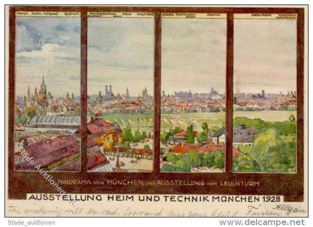K&uuml;nstler R M&uuml;nchen (8000) Sign. Reich, A. Ausstellung Heim Und Technik K&uuml;nstlerkarte I-II Expo - Sonstige & Ohne Zuordnung