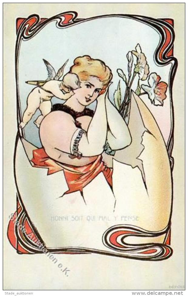 Jugendstil Frau Putte  K&uuml;nstlerkarte I-II Art Nouveau - Sonstige & Ohne Zuordnung