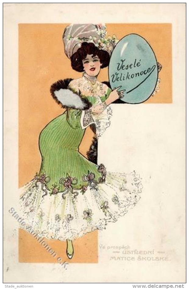 Jugendstil Frau Ostern  K&uuml;nstlerkarte I-II Art Nouveau Paques - Sonstige & Ohne Zuordnung