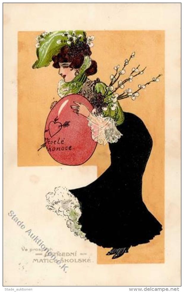 Jugendstil Frau Ostern  K&uuml;nstlerkarte 1912 I-II Art Nouveau Paques - Sonstige & Ohne Zuordnung