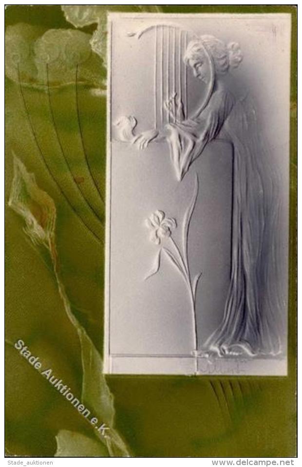 Jugendstil Frau Gepr&auml;gt K&uuml;nstlerkarte I-II Art Nouveau - Sonstige & Ohne Zuordnung