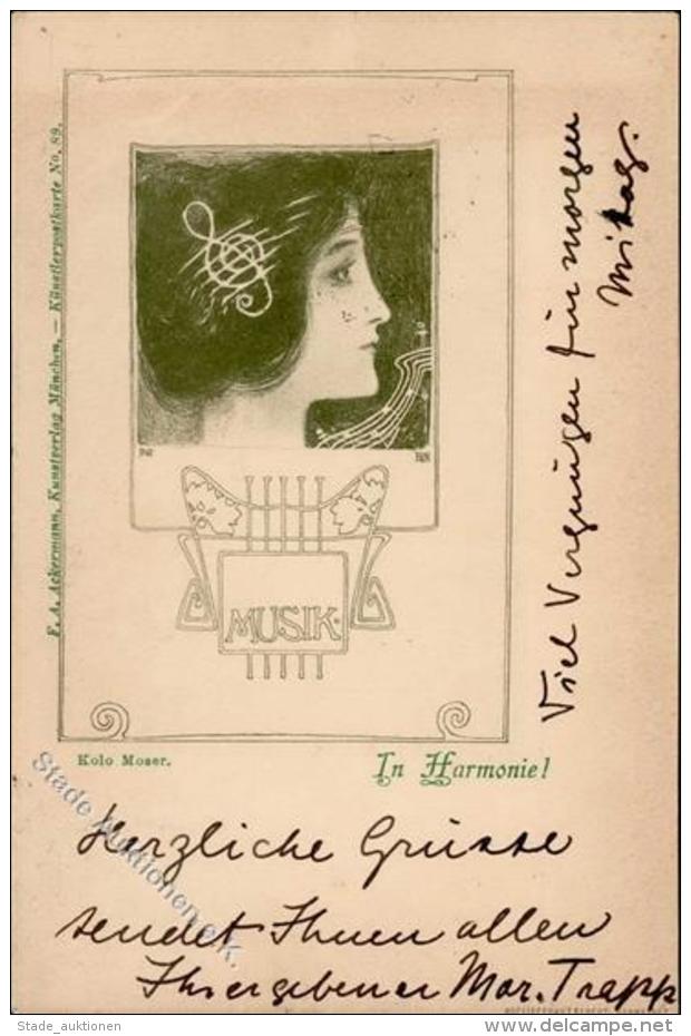 Moser, Koloman Musik In Harmonie Jugendstil  K&uuml;nstlerkarte 1897 I-II (fleckig) Art Nouveau - Sonstige & Ohne Zuordnung