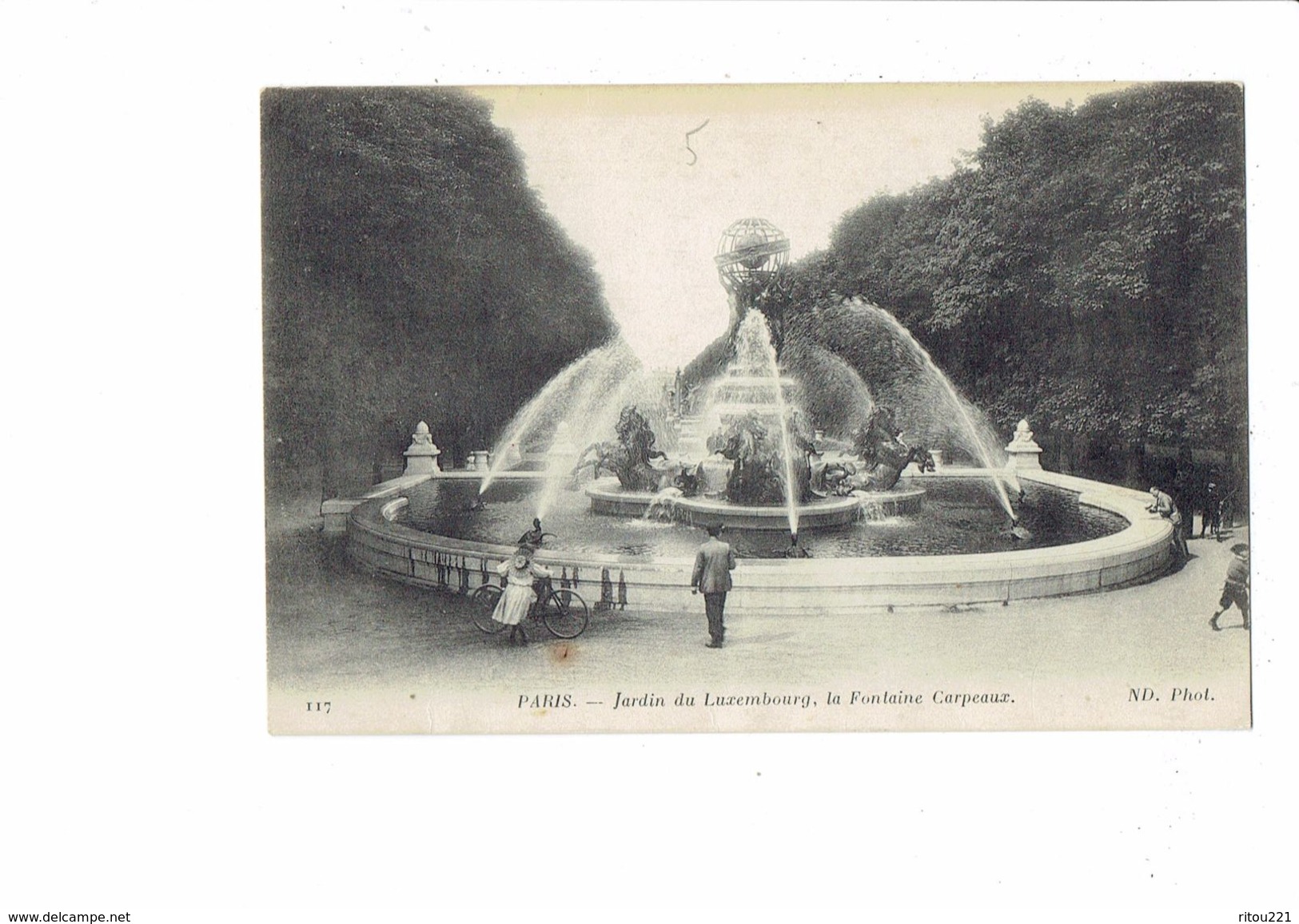 Cpa - 75 - PARIS  FONTAINE CARPEAUX -  TORTUE Turtle N°117 N.D. - Chevaux Marins -1915 Fillette Vélo Bicyclette - Tortugas