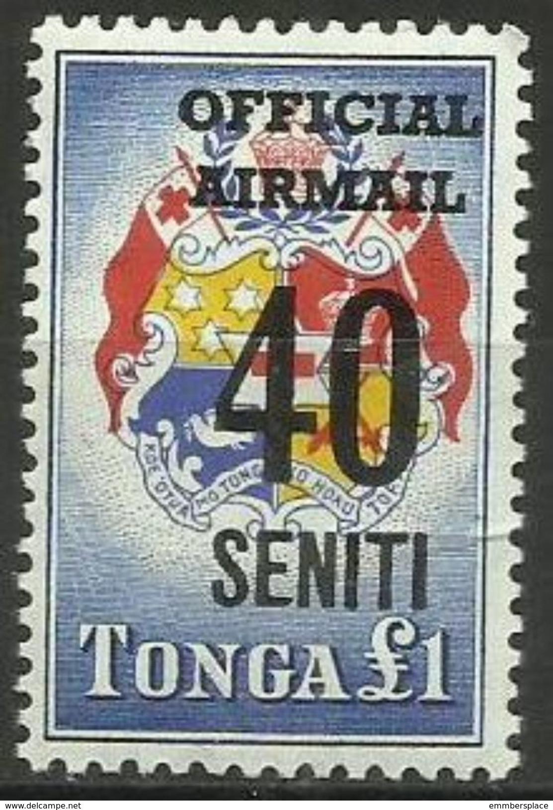 Tonga - 1968 Map Official New Currency Overprint 40s On 20/-  MNH   Sc CO15 - Tonga (...-1970)