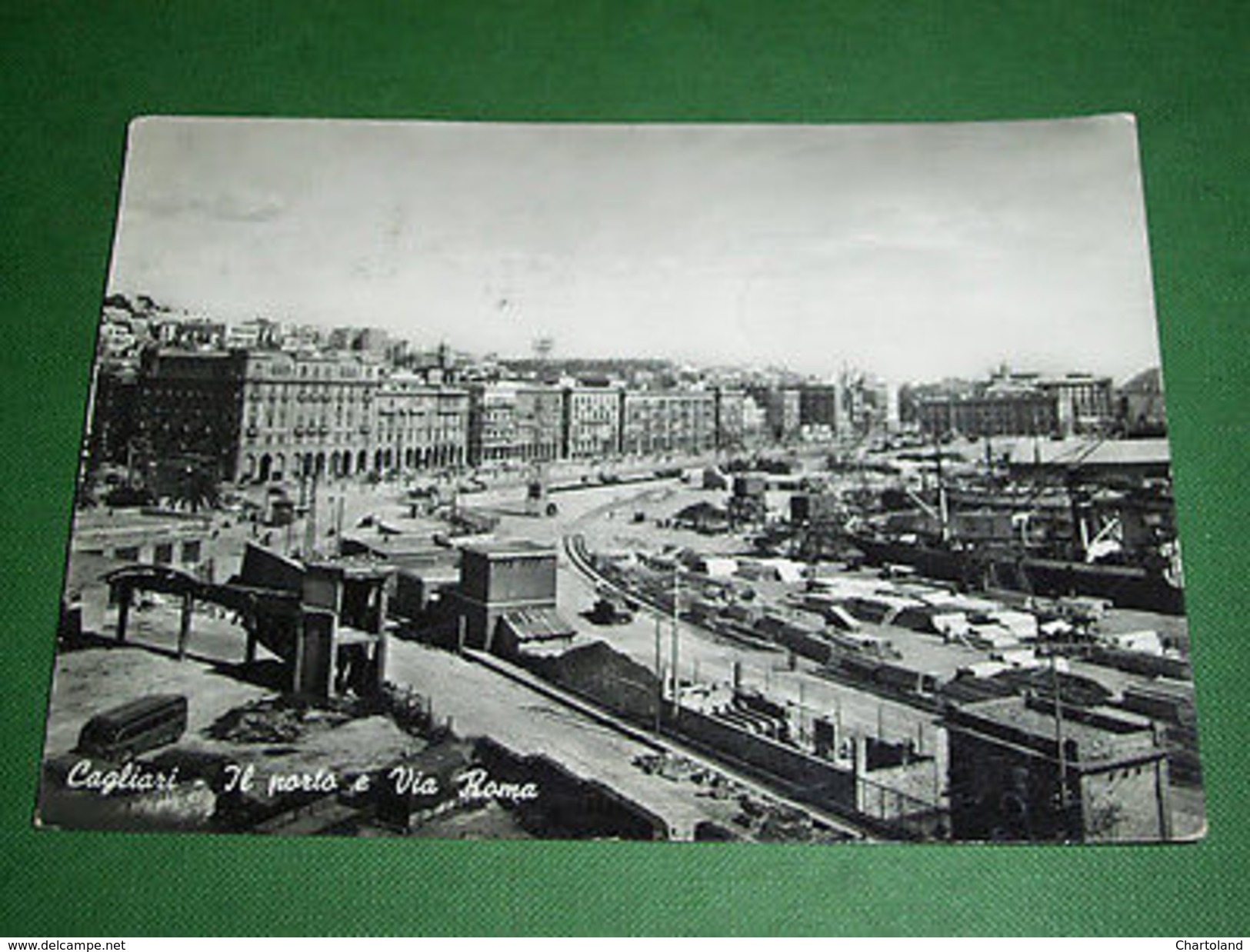 Cartolina Cagliari - Il Porto E Via Roma 1953 - Cagliari