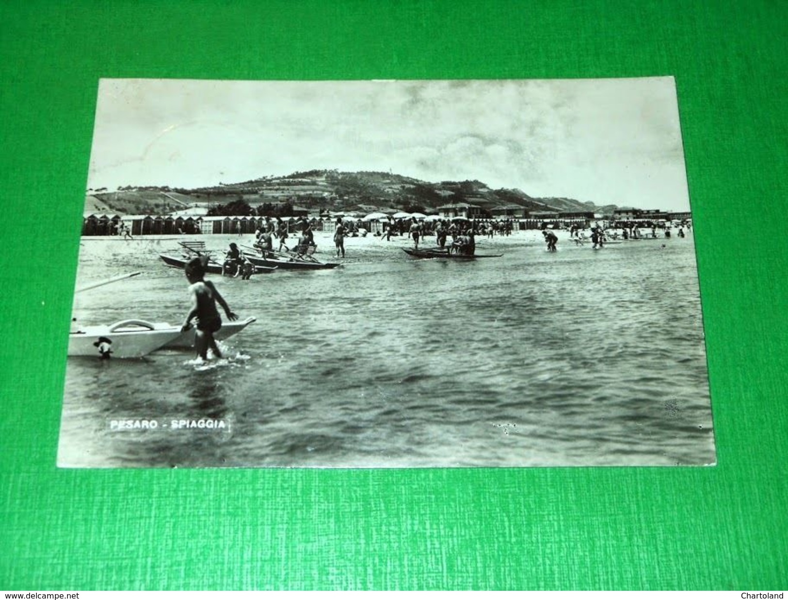 Cartolina Pesaro - Spiaggia 1955 - Pesaro