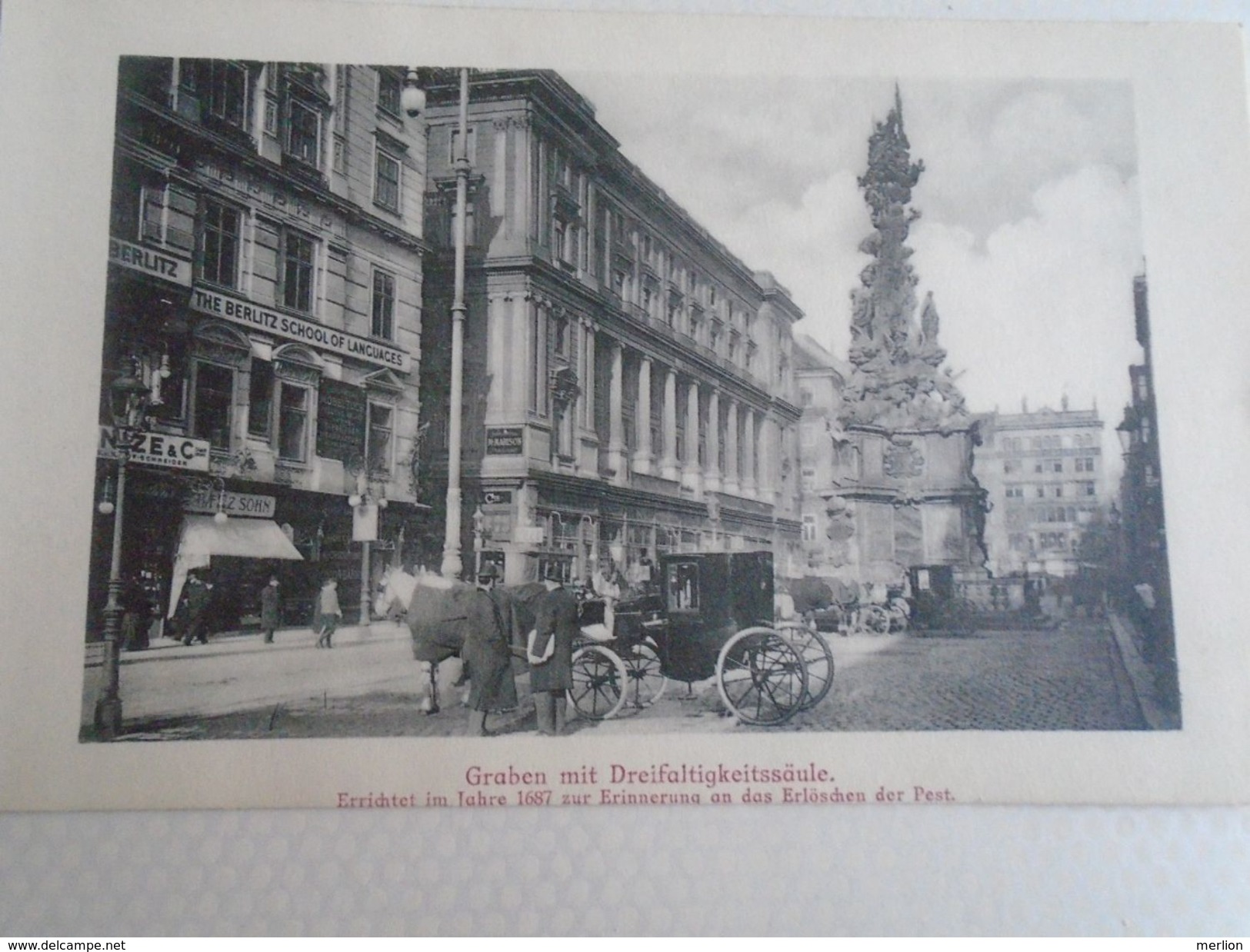 AD016.34 Austria WIEN -Graben Mit Dreifaltigkeitssäule -Erlöschen Der Pest 1687 - The Berlitz School  Ca 1900  Old Print - Sonstige & Ohne Zuordnung