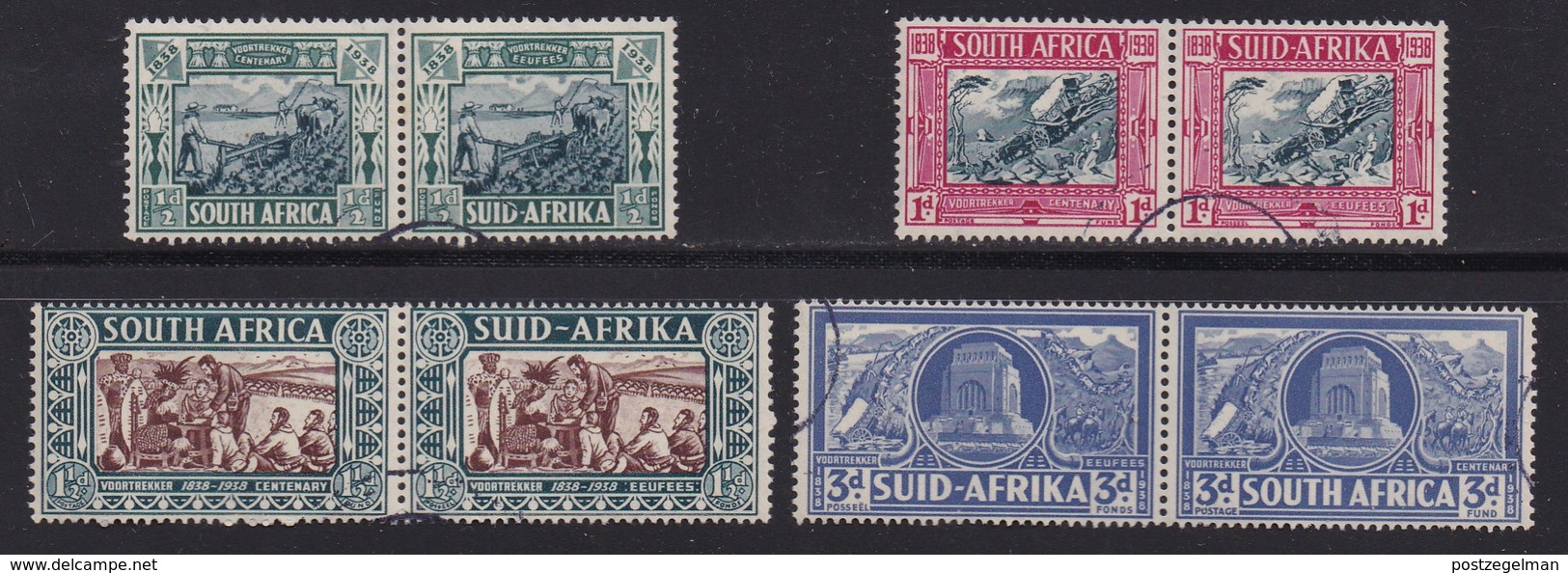 SOUTH AFRICA UNION 1938 Used Pair Stamps Voortrekker Movement Nrs. 127-130  Complete - Used Stamps