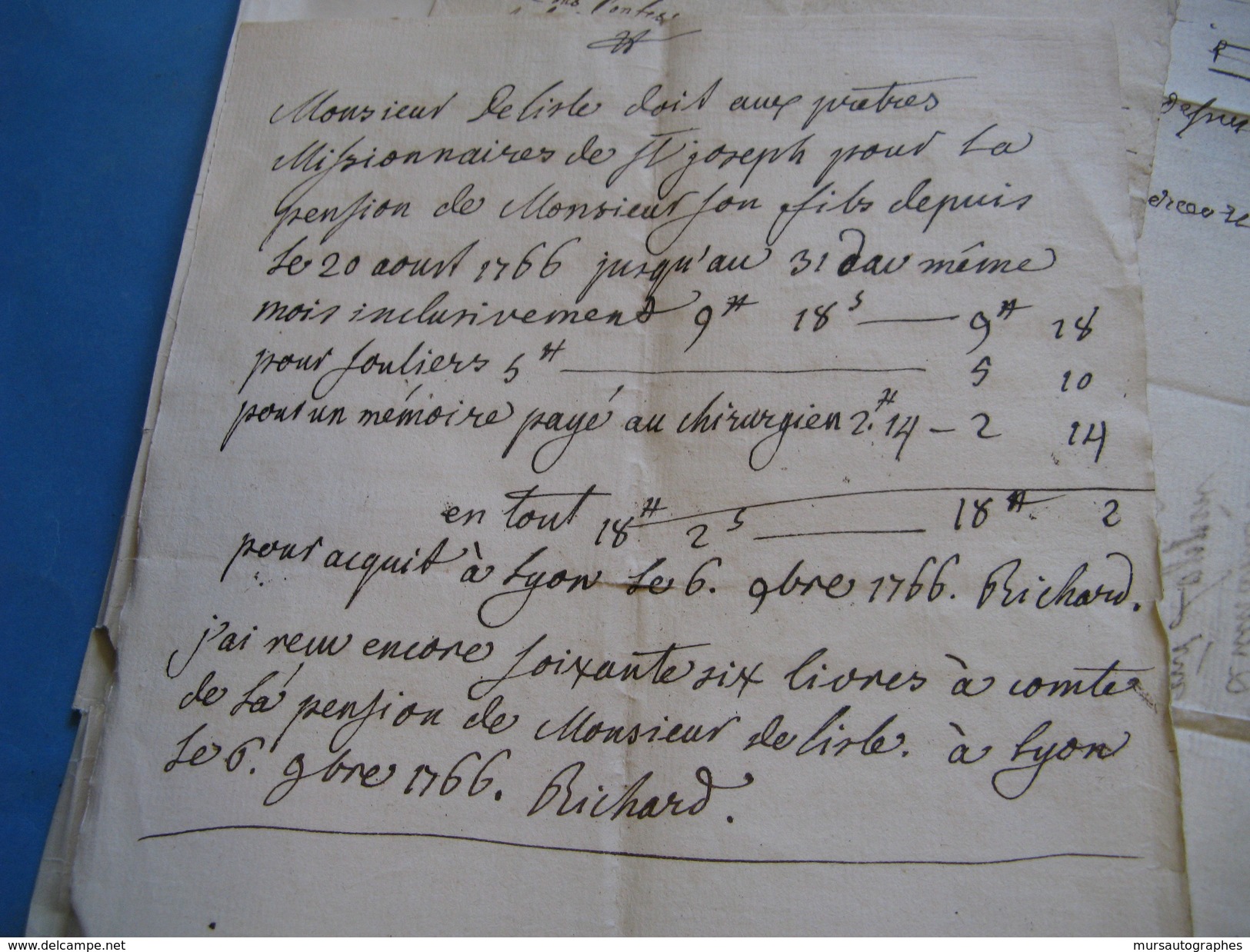 INTERRESSANT DOSSIER DE + DE 50 DOCS FAMILLE DELISLE DE CHARLIEU 1645-1780 QUITTANCES RELIGIEUX MILITAIRES LYON ARDECHE - Autres & Non Classés