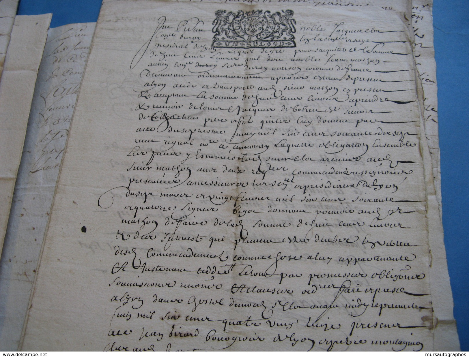 INTERRESSANT DOSSIER DE + DE 50 DOCS FAMILLE DELISLE DE CHARLIEU 1645-1780 QUITTANCES RELIGIEUX MILITAIRES LYON ARDECHE