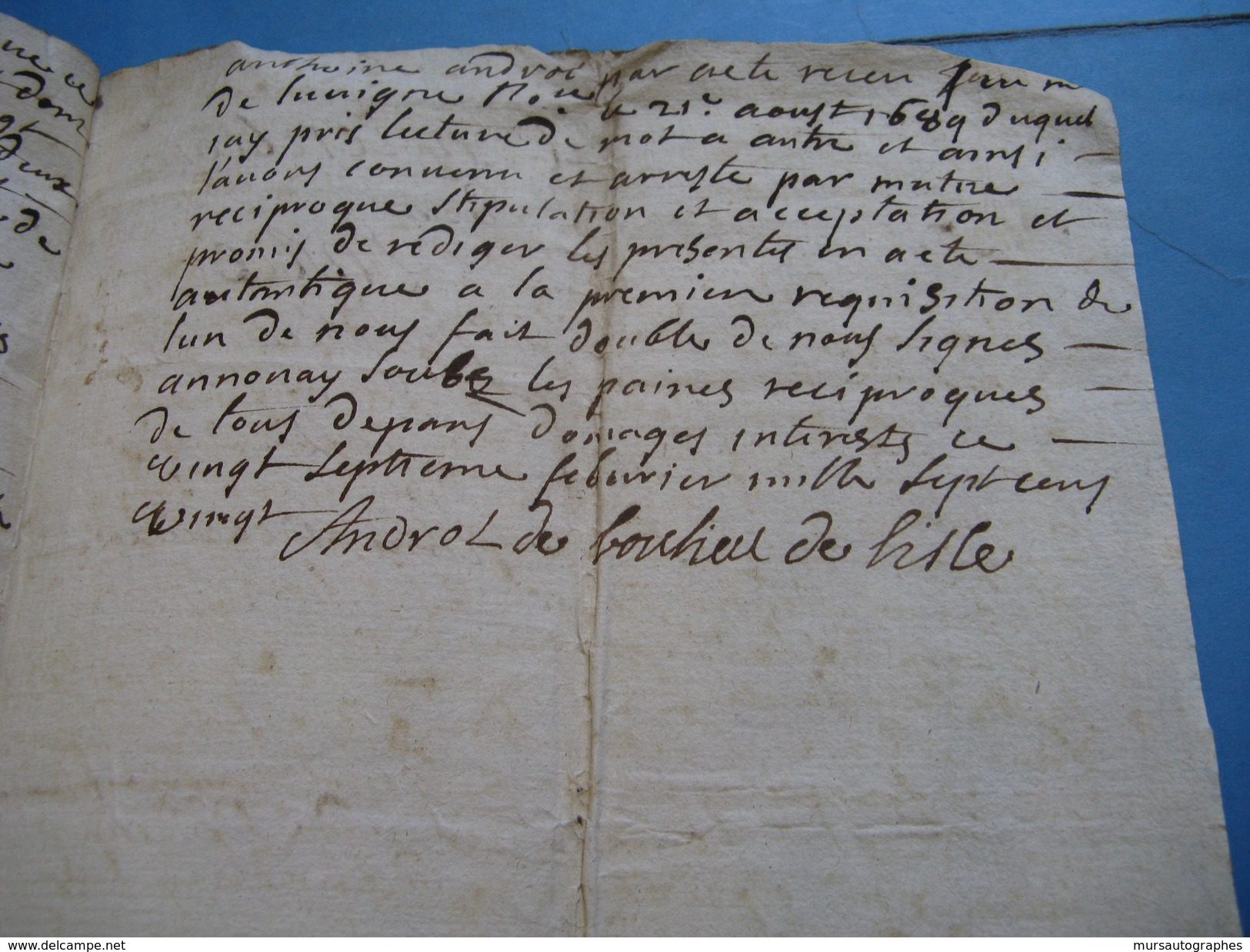 INTERRESSANT DOSSIER DE + DE 50 DOCS FAMILLE DELISLE DE CHARLIEU 1645-1780 QUITTANCES RELIGIEUX MILITAIRES LYON ARDECHE