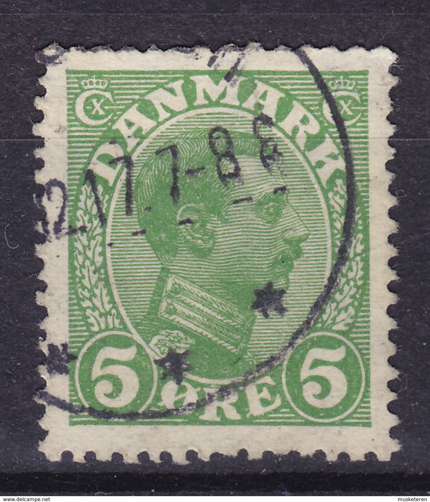 Denmark 1913 Afa 68 Chr. X. ERROR Variety Coloured Spot In E In ØrE - Errors, Freaks & Oddities (EFO)